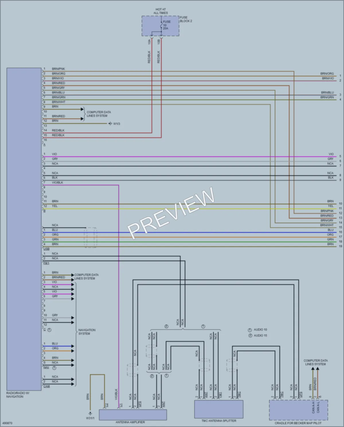 2016 MercedesBenz 3500Sprinter Radio wiring diagram preview