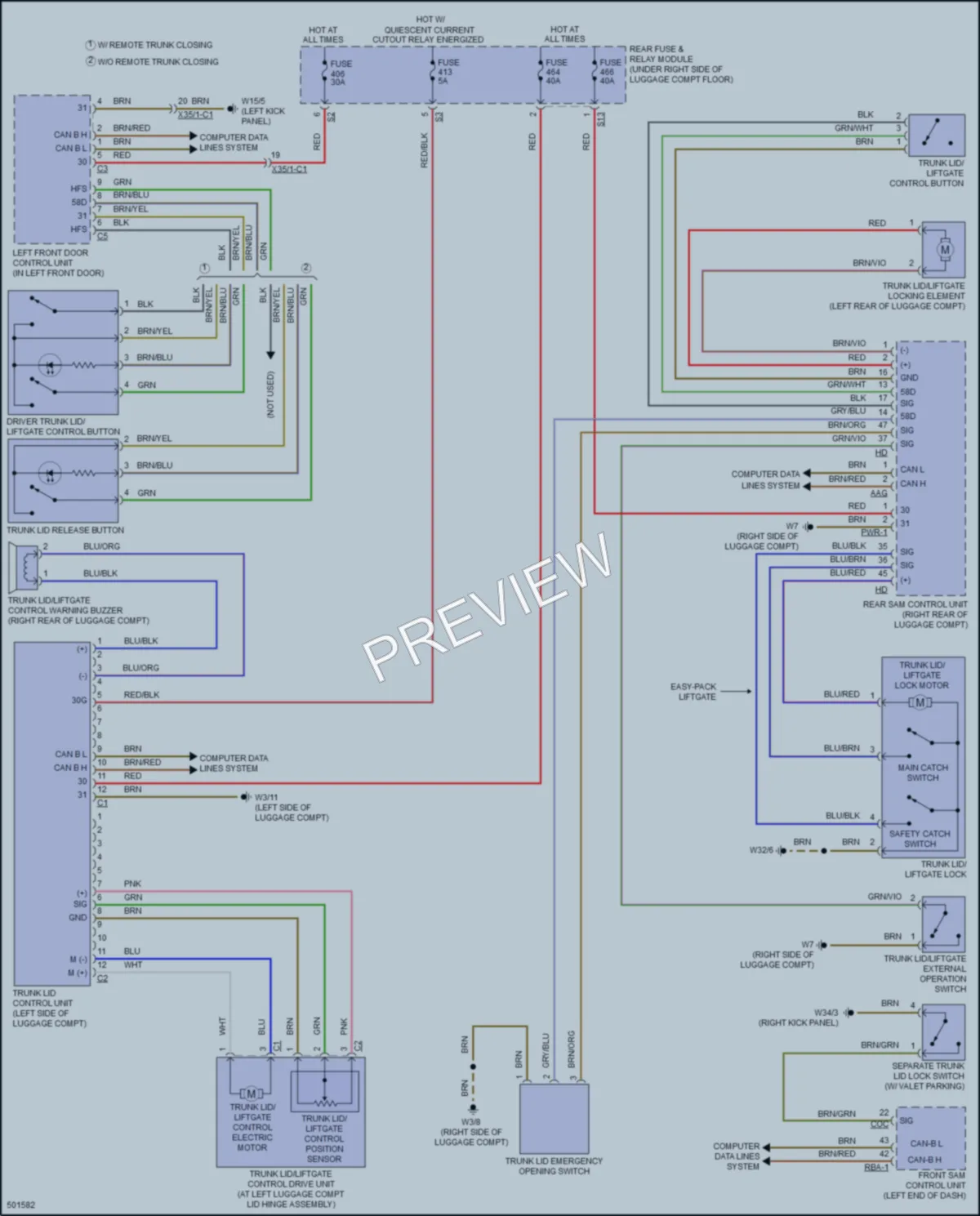 2016 MercedesBenz C300 Trunk Tailgate Fuel Door wiring diagram preview