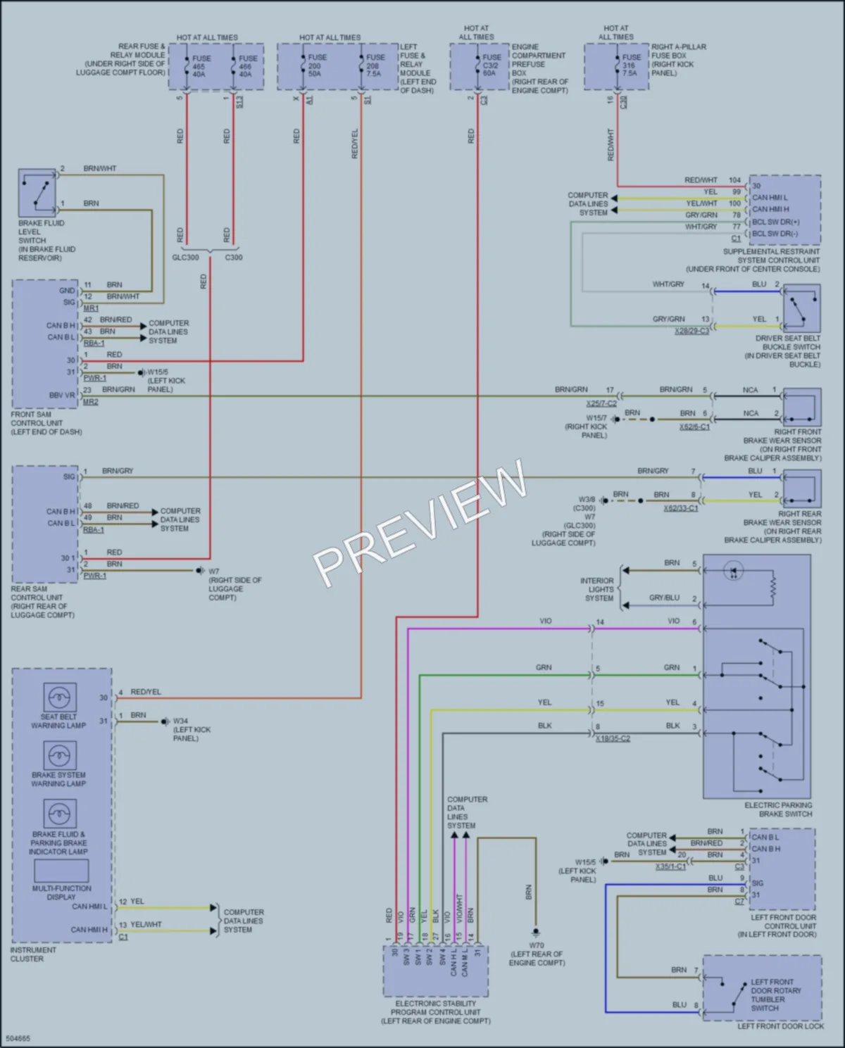 2016 MercedesBenz C300 Warning Systems wiring diagram preview