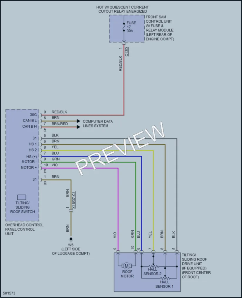 2016 MercedesBenz CLS400 Power Top Sunroof wiring diagram preview