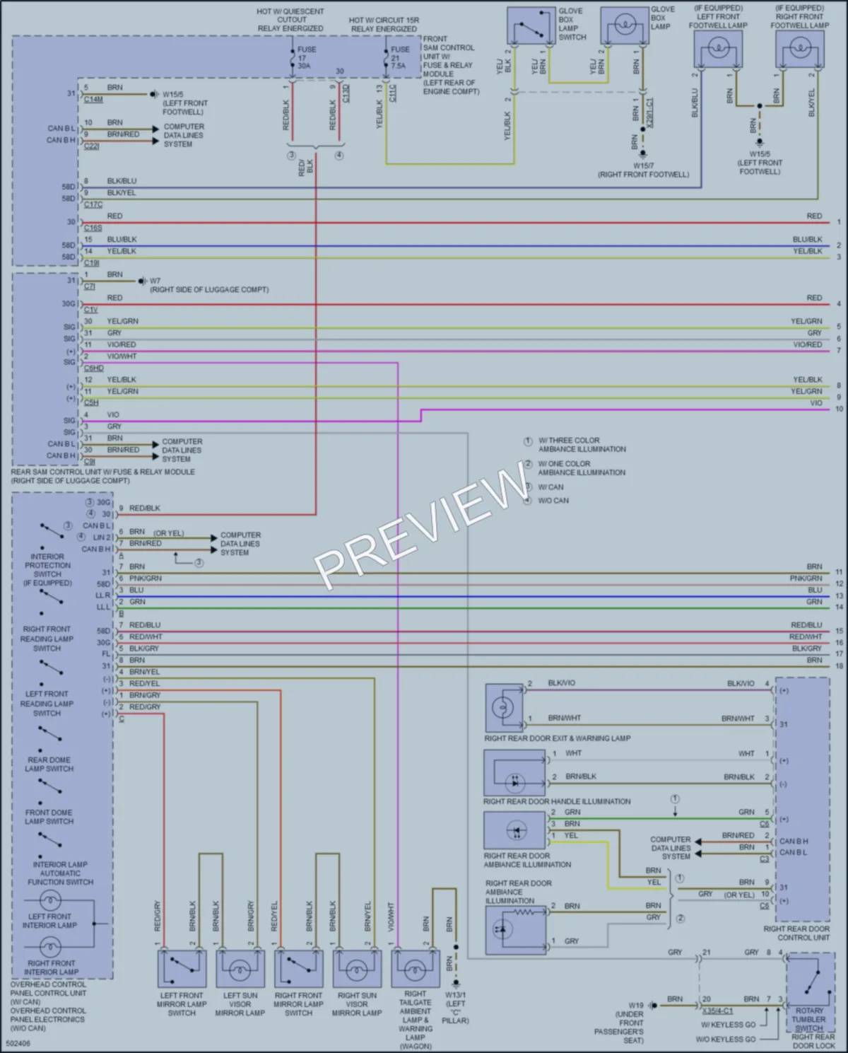2016 MercedesBenz E250BLUETEC Interior Lights wiring diagram preview