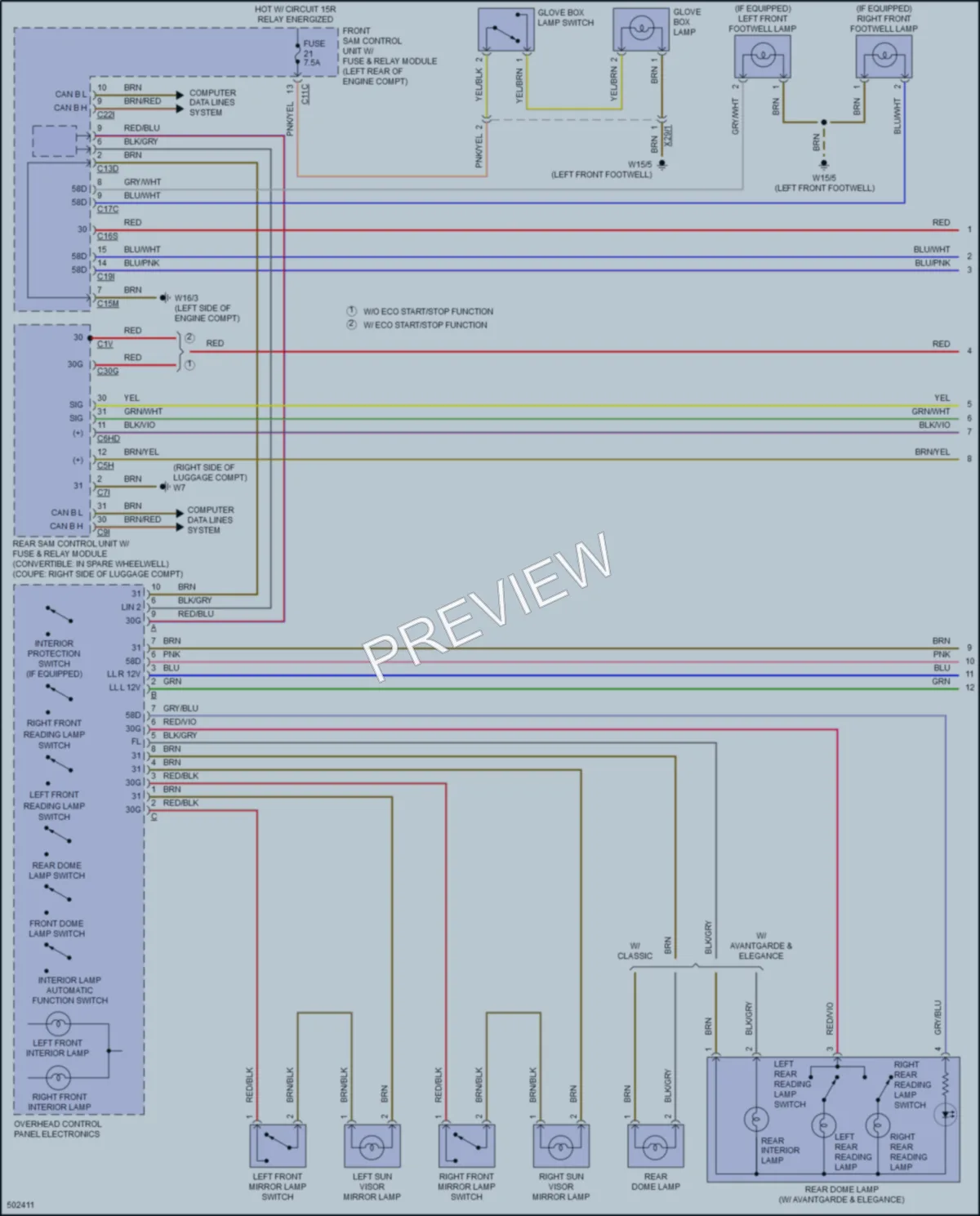2016 MercedesBenz E400 Interior Lights wiring diagram preview