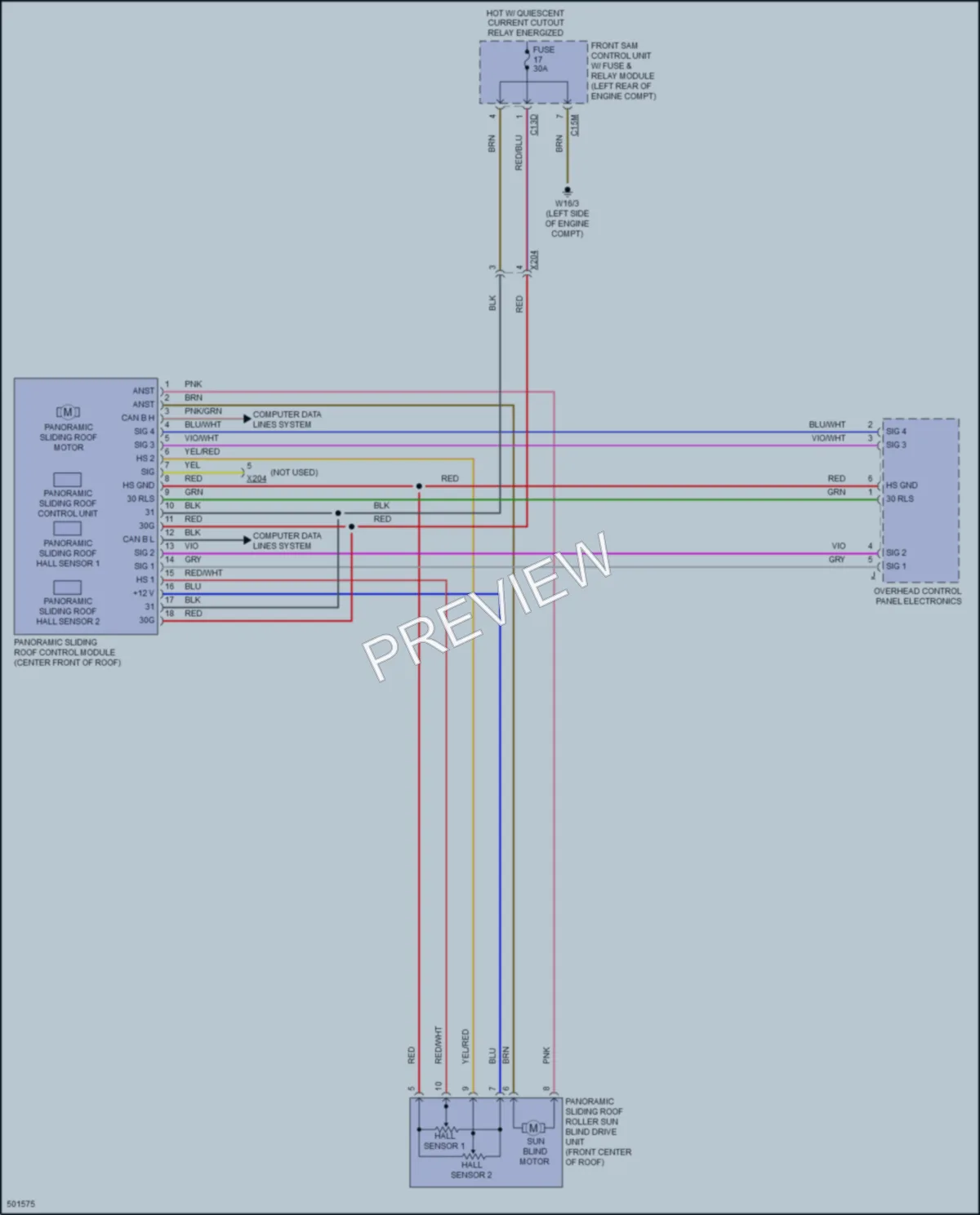 2016 MercedesBenz E550 Power Top Sunroof wiring diagram preview