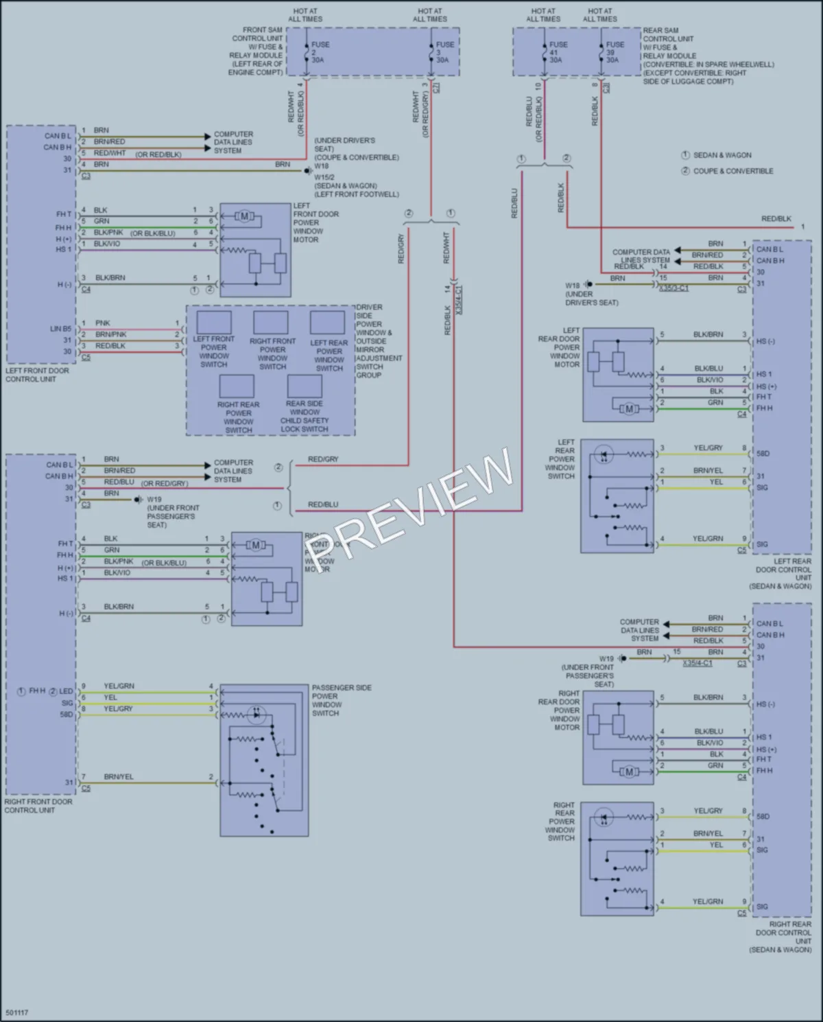 2016 MercedesBenz E550 Power Windows wiring diagram preview