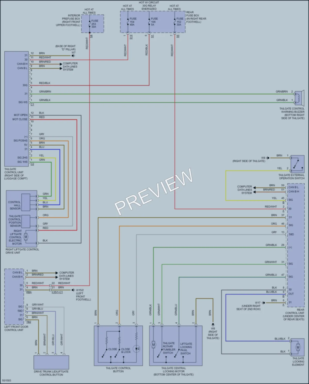 2016 MercedesBenz GL450 Trunk Tailgate Fuel Door wiring diagram preview