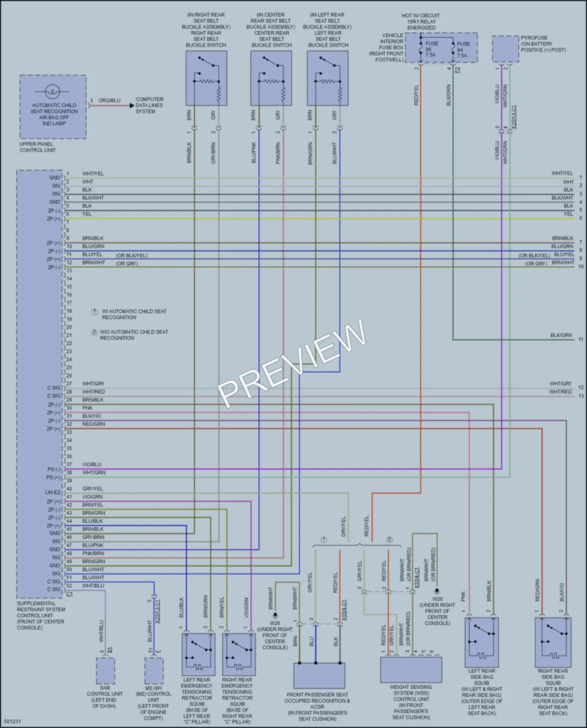 2016 MercedesBenz GLA250 Supplemental Restraints wiring diagram preview
