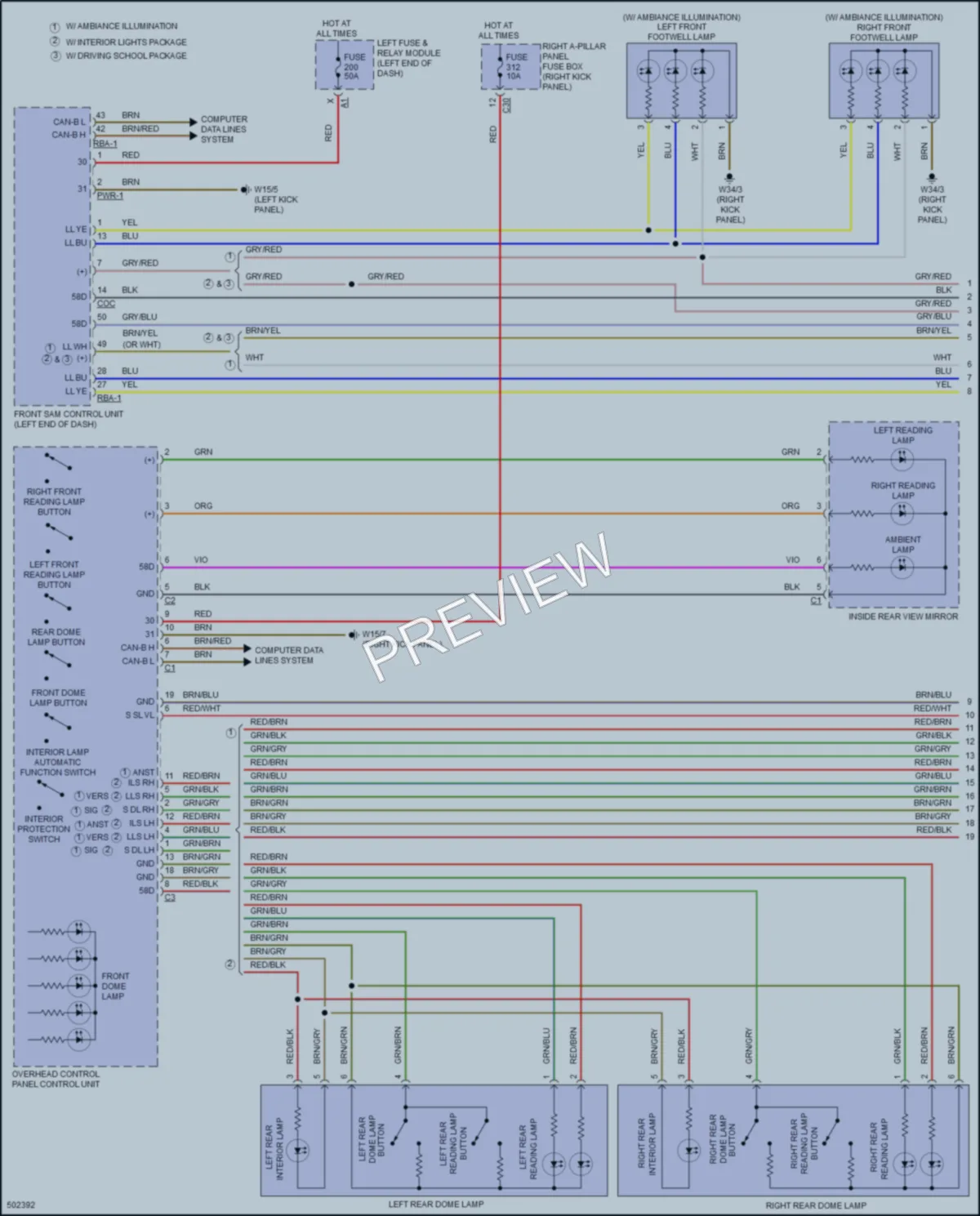 2016 MercedesBenz GLC300 Interior Lights wiring diagram preview
