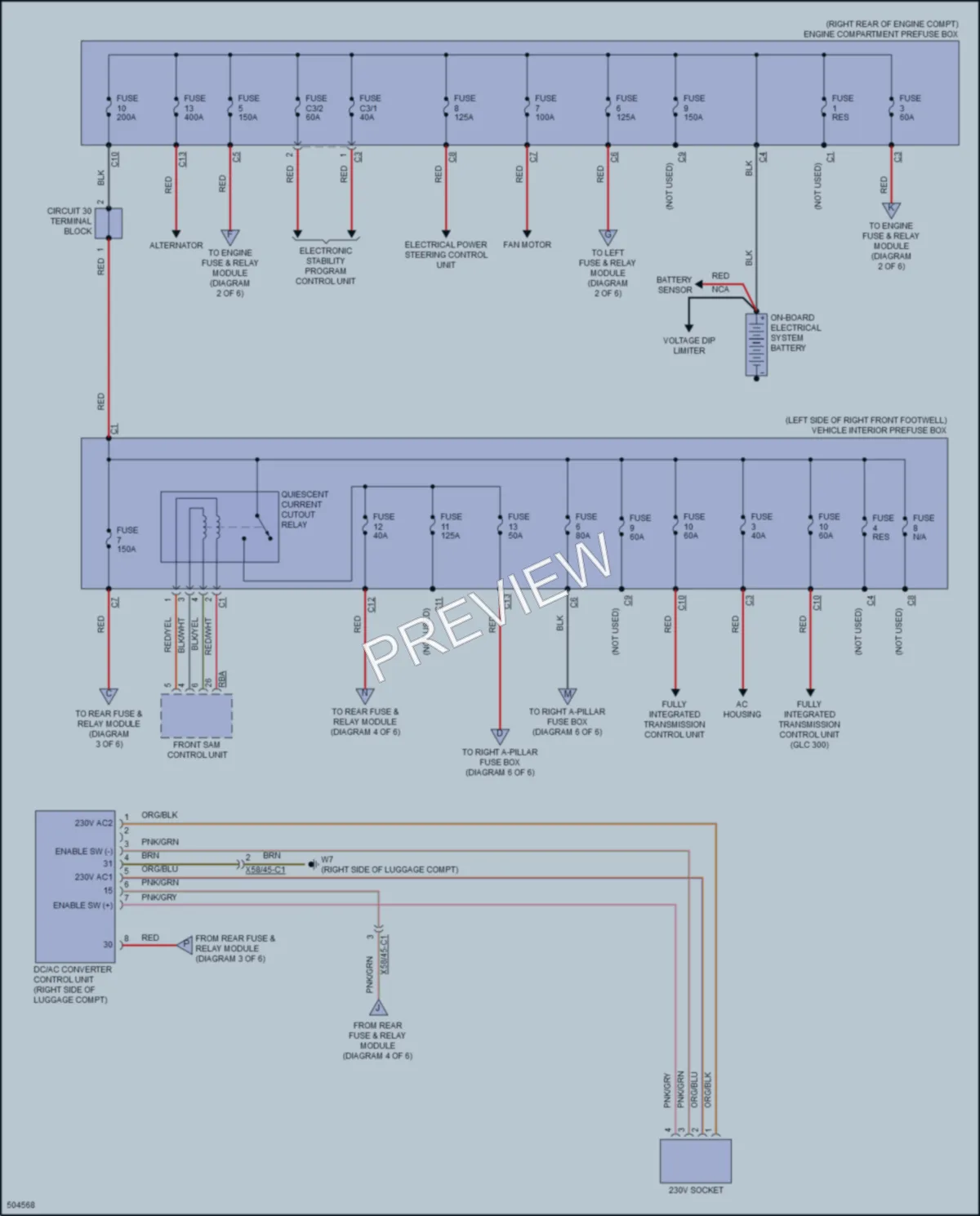 2016 MercedesBenz GLC300 Power Distribution wiring diagram preview