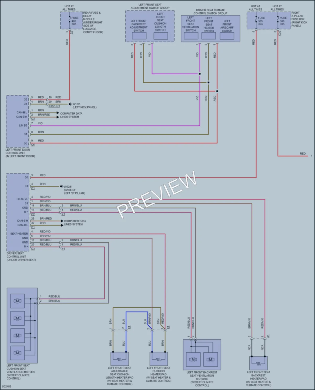 2016 MercedesBenz GLC300 Power Seats wiring diagram preview