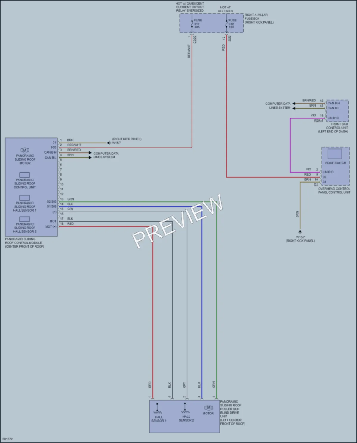 2016 MercedesBenz GLC300 Power Top Sunroof wiring diagram preview