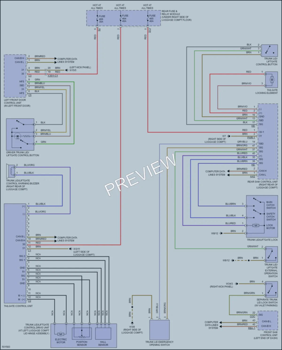 2016 MercedesBenz GLC300 Trunk Tailgate Fuel Door wiring diagram preview