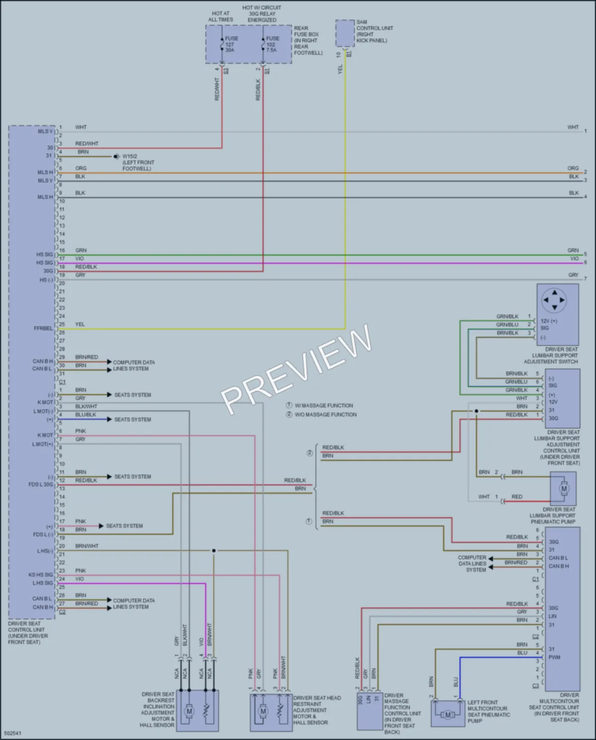 2016 MercedesBenz GLE350 Memory Systems wiring diagram preview