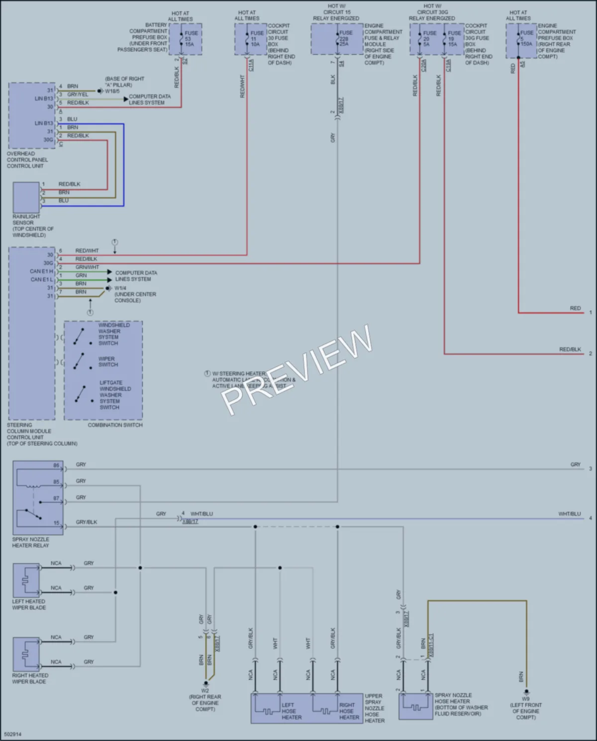 2016 MercedesBenz GLE400 Wiper Washer wiring diagram preview