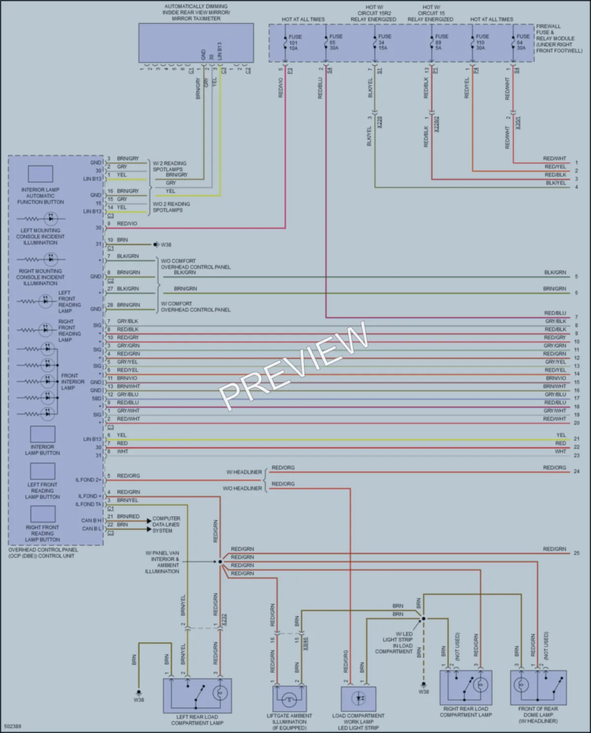 2016 MercedesBenz Metris Interior Lights wiring diagram preview