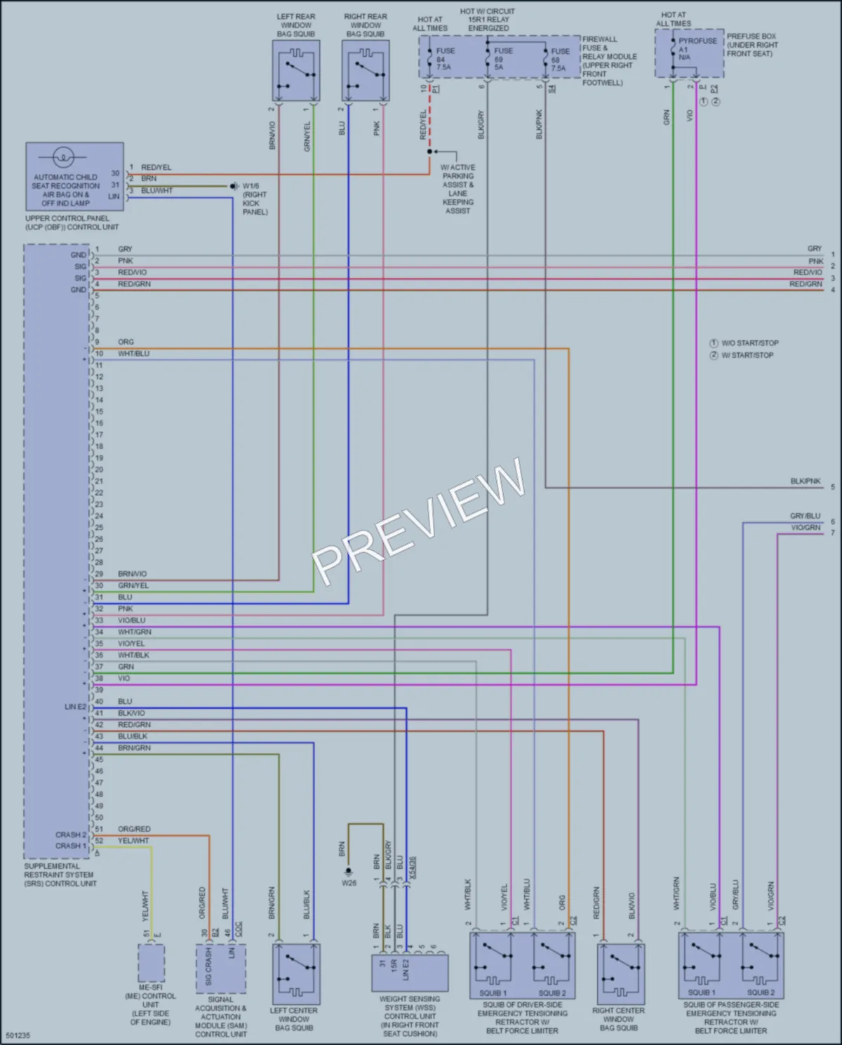 2016 MercedesBenz Metris Supplemental Restraints wiring diagram preview