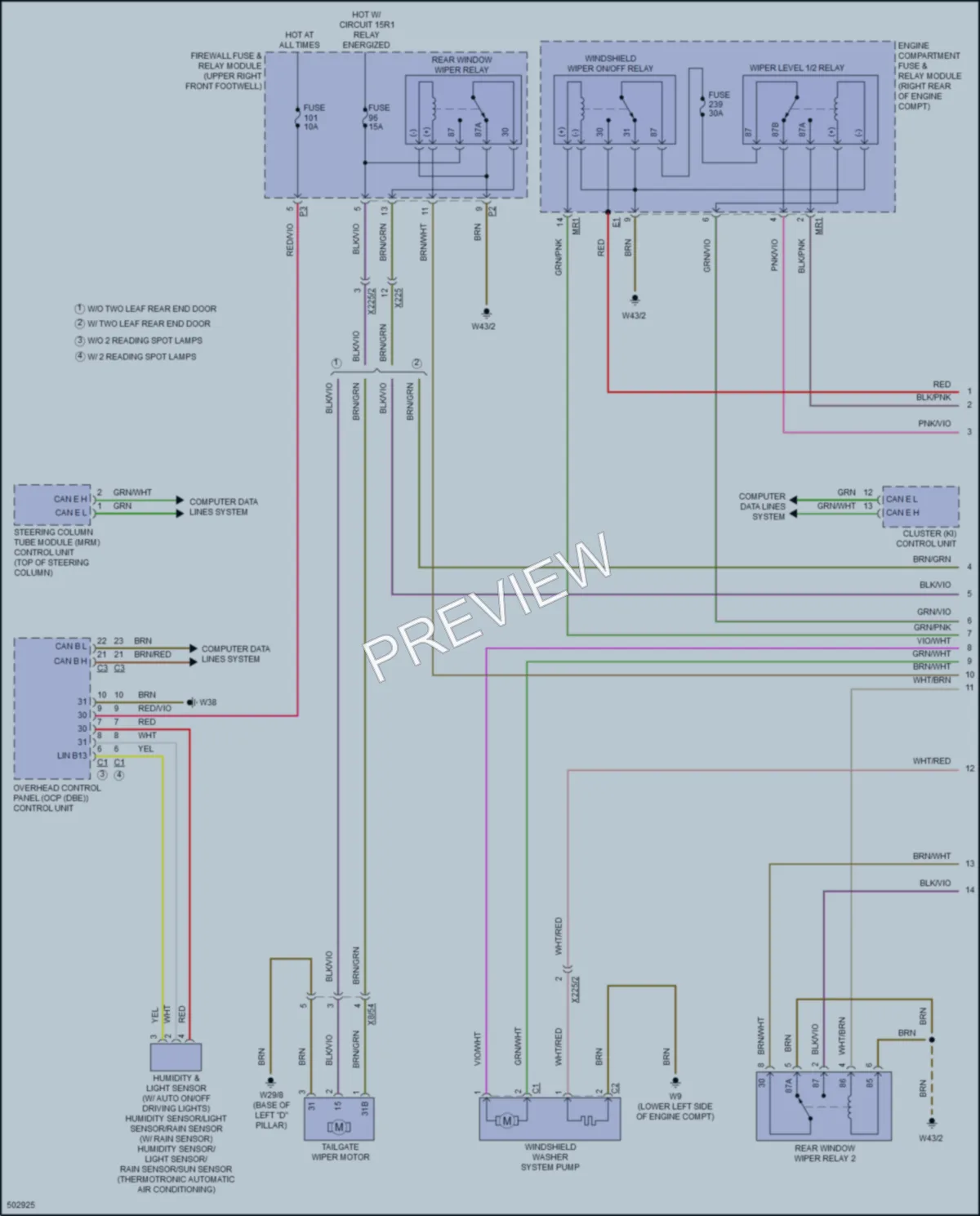 2016 MercedesBenz Metris Wiper Washer wiring diagram preview
