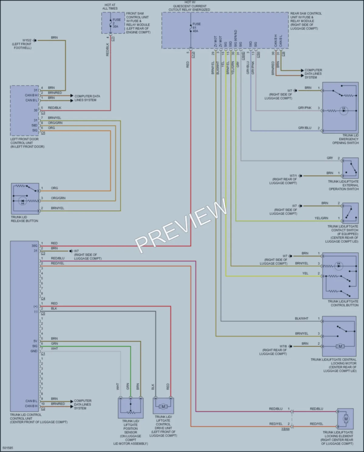 2016 MercedesBenz S400 Trunk Tailgate Fuel Door wiring diagram preview