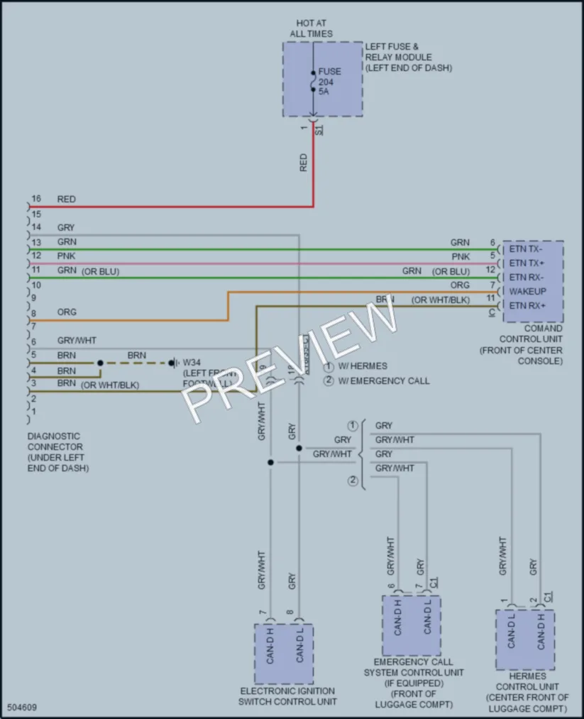 2016 MercedesBenz S550e Computer Data Lines wiring diagram preview