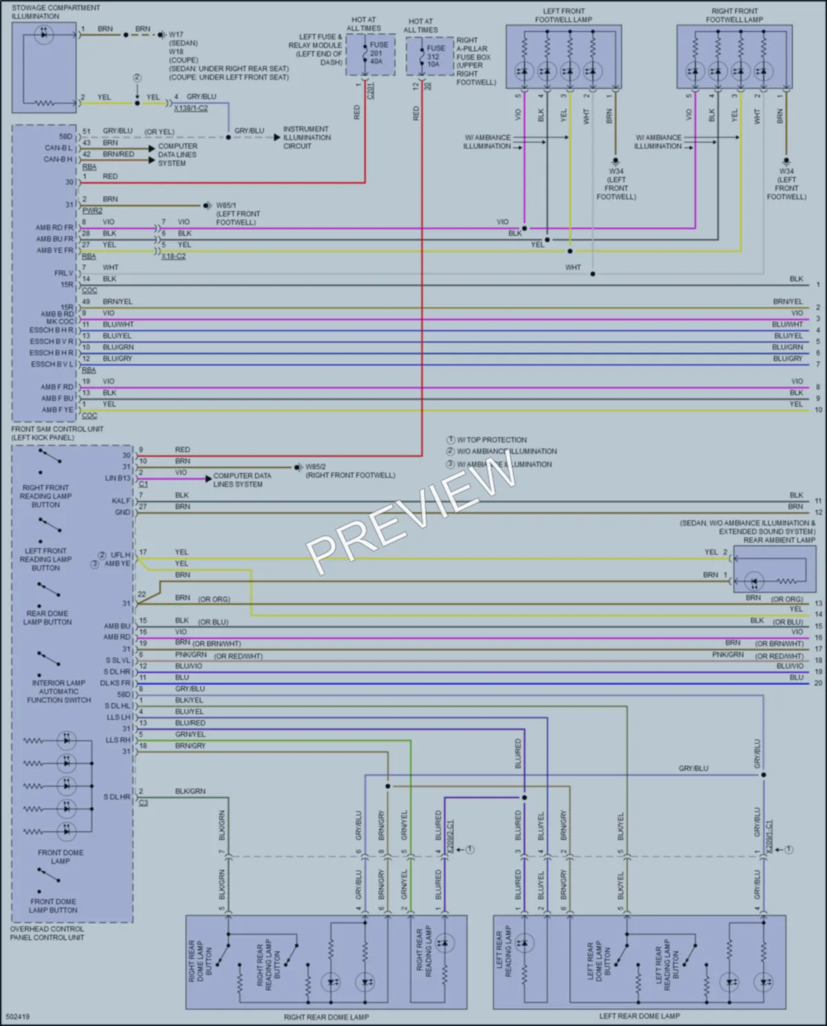 2016 MercedesBenz S550e Interior Lights wiring diagram preview
