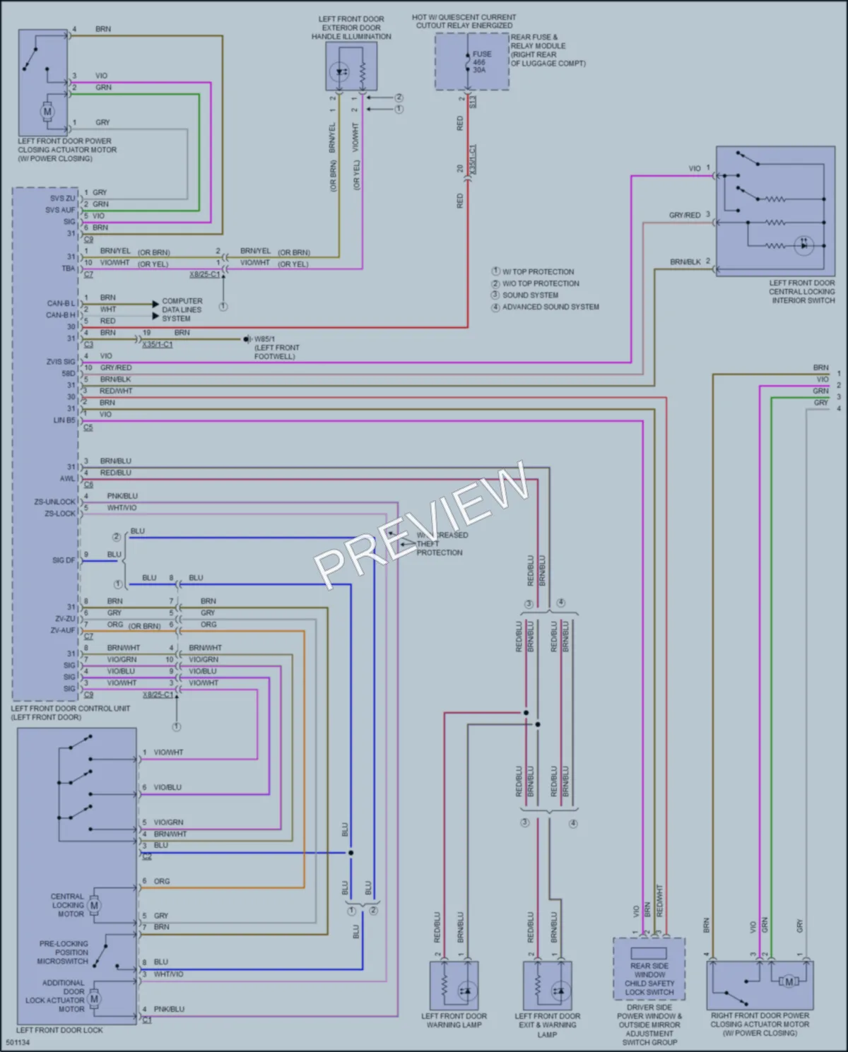 2016 MercedesBenz S550e Power Door Locks wiring diagram preview