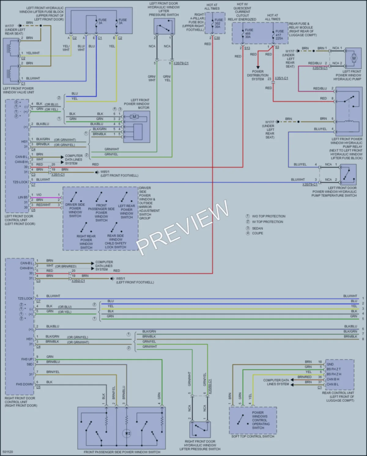 2016 MercedesBenz S550e Power Windows wiring diagram preview