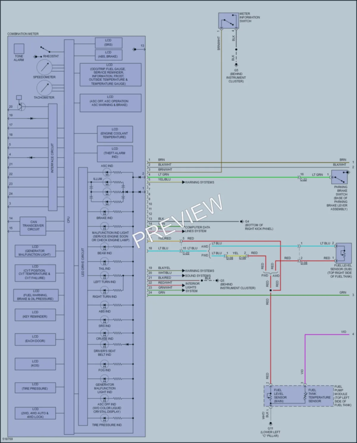 2016 Mitsubishi LancerSportback Instrument Cluster wiring diagram preview