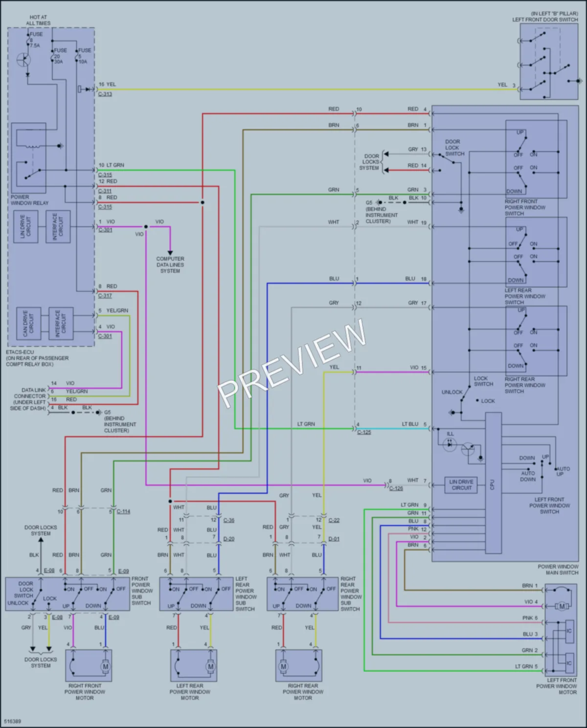 2016 Mitsubishi LancerSportback Power Windows wiring diagram preview