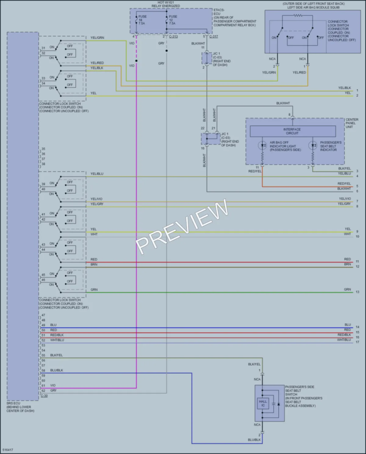 2016 Mitsubishi LancerSportback Supplemental Restraints wiring diagram preview