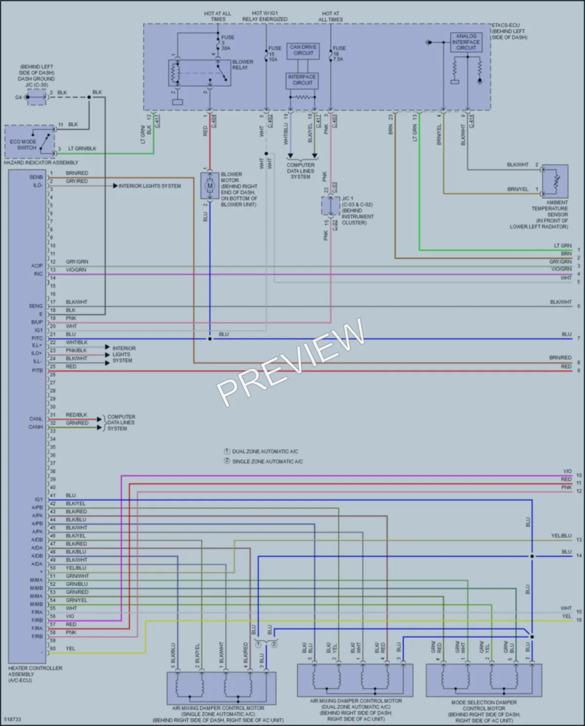 2016 Mitsubishi Outlander Air Conditioning wiring diagram preview
