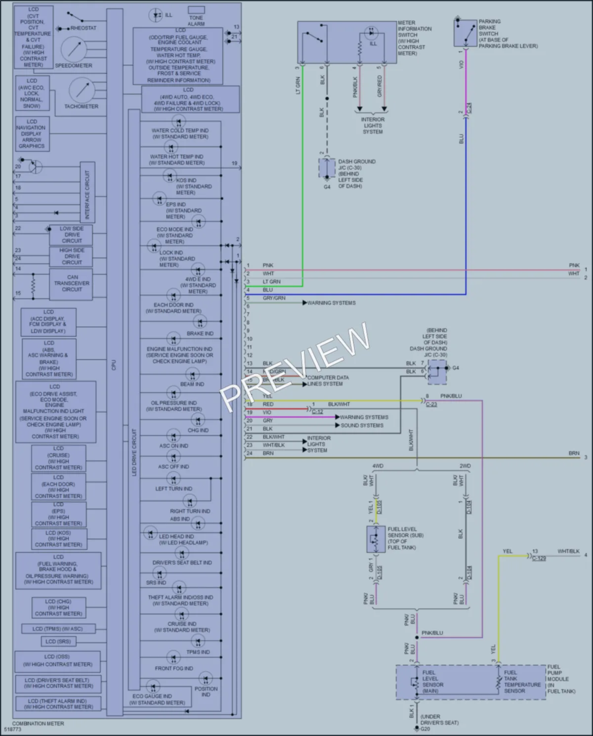2016 Mitsubishi Outlander Instrument Cluster wiring diagram preview