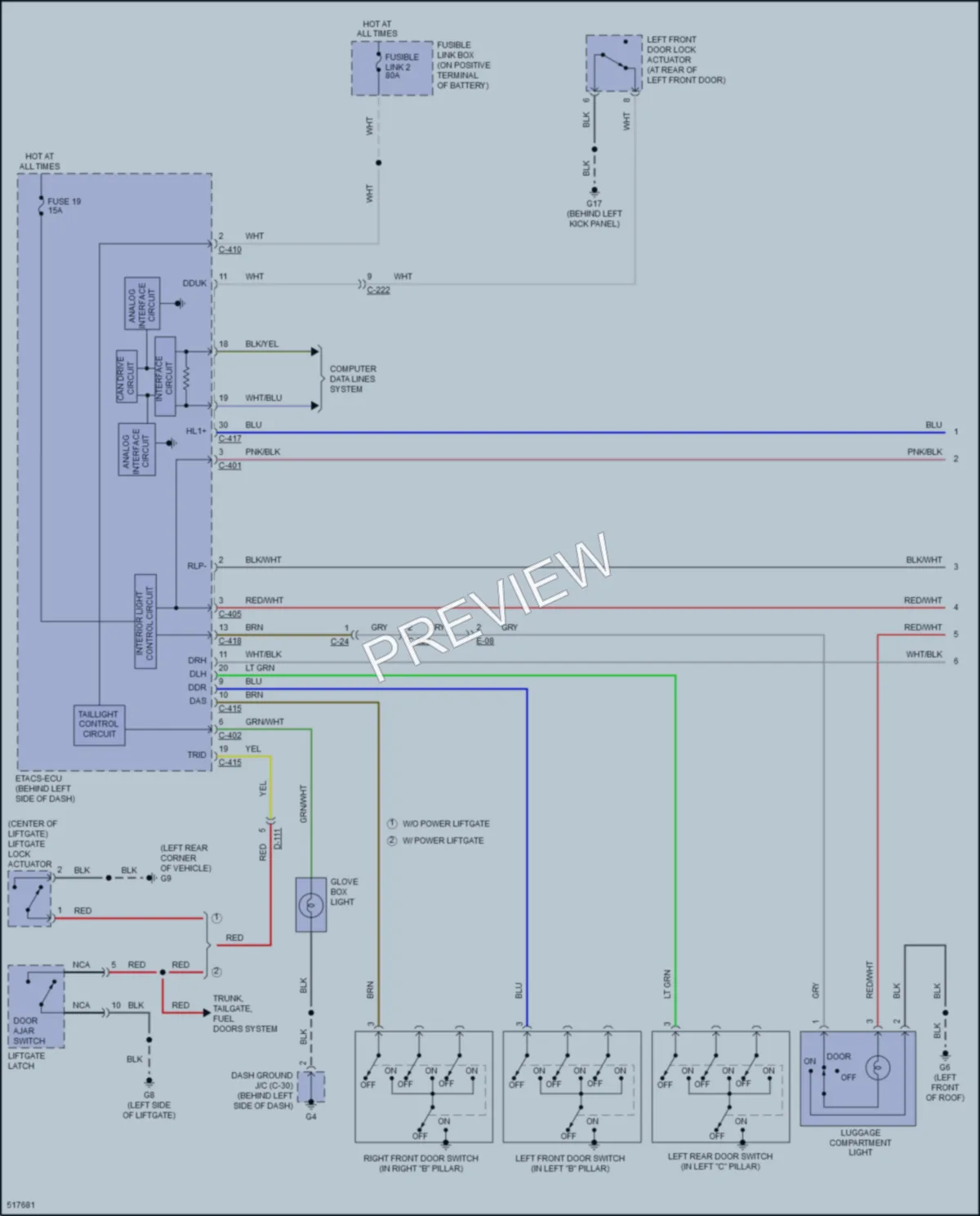 2016 Mitsubishi Outlander Interior Lights wiring diagram preview