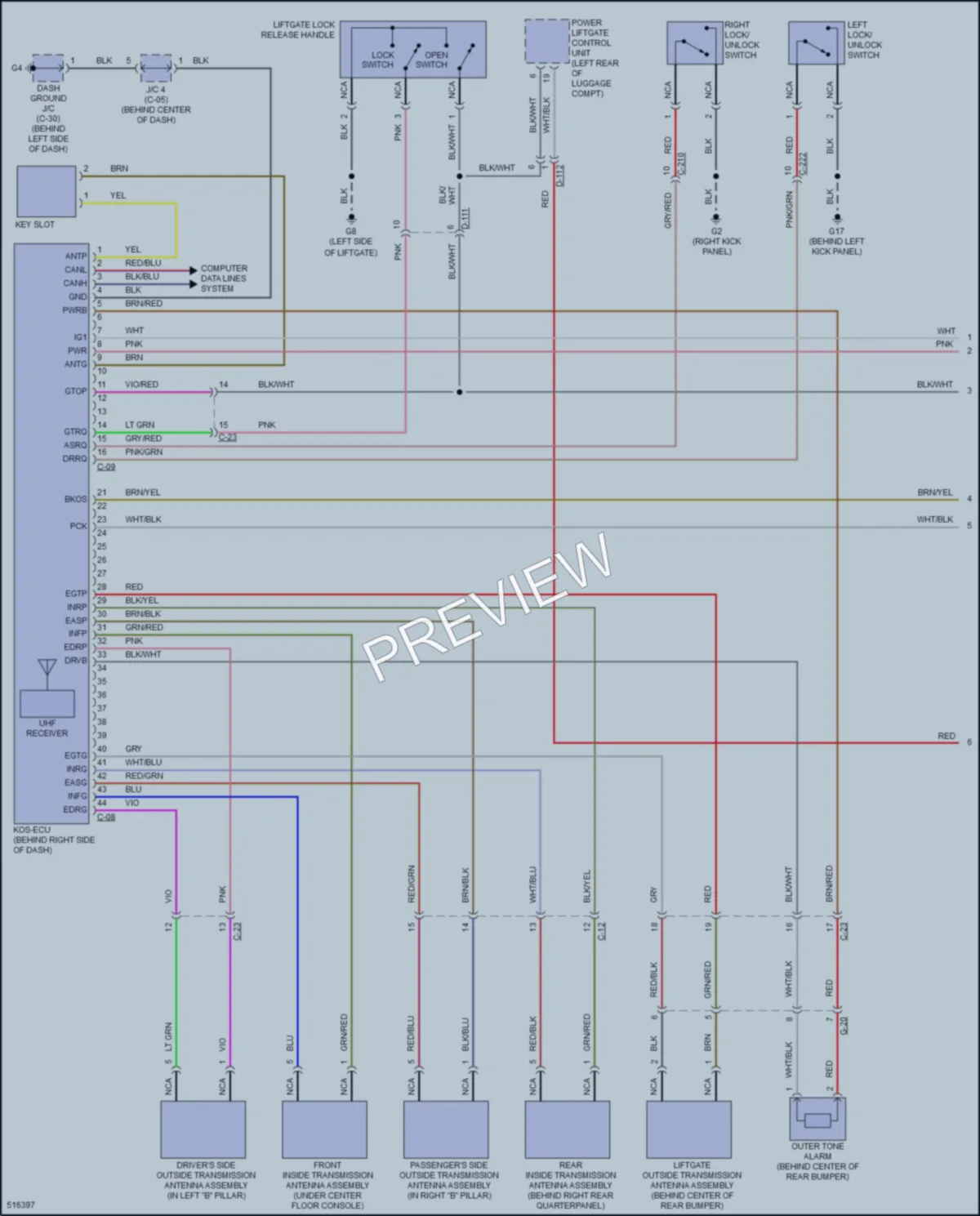 2016 Mitsubishi Outlander Power Door Locks wiring diagram preview