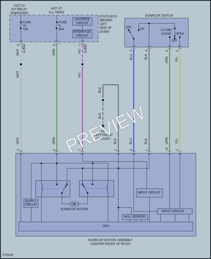 2016 Mitsubishi Outlander Power Top Sunroof wiring diagram preview