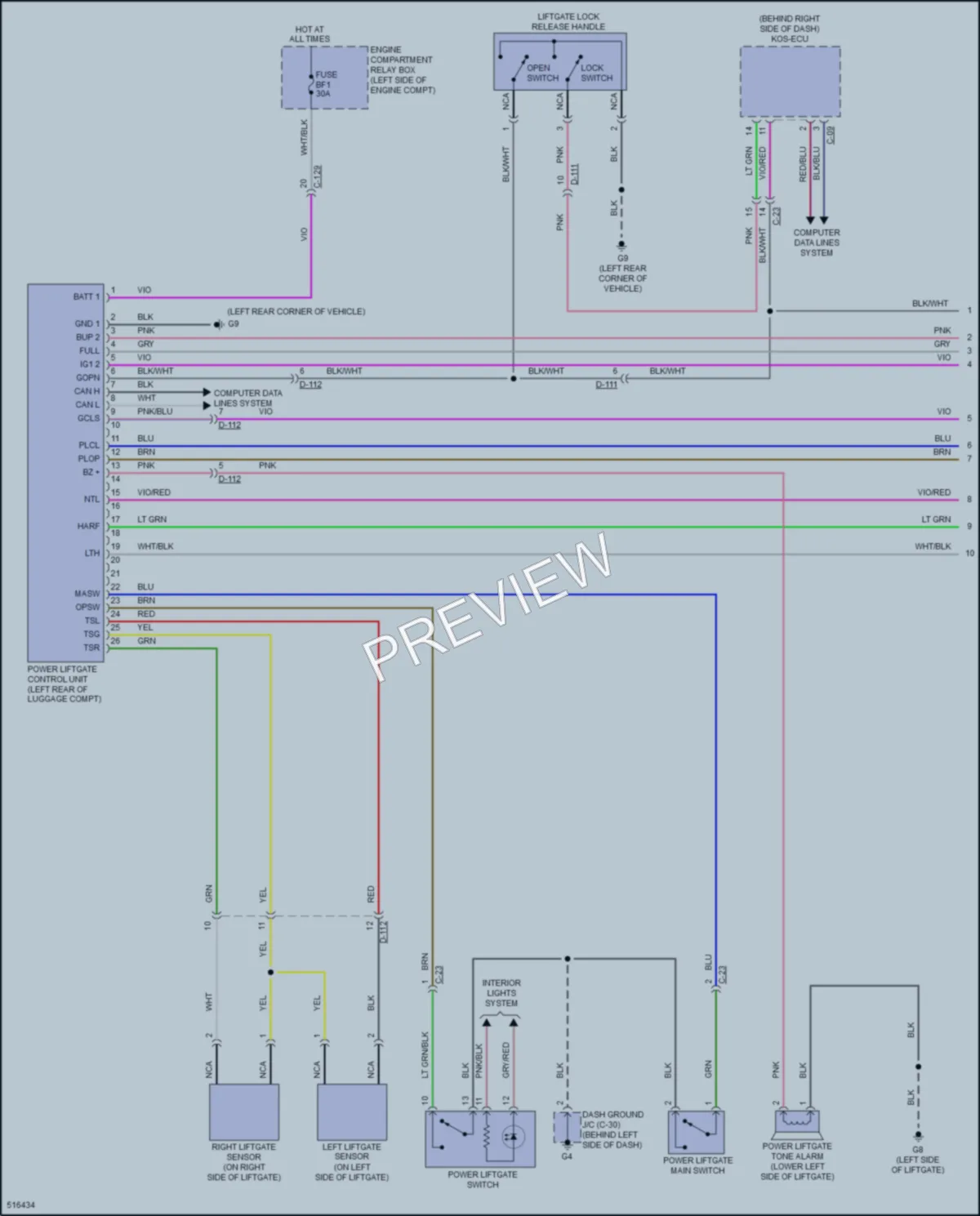 2016 Mitsubishi Outlander Trunk Tailgate Fuel Door wiring diagram preview