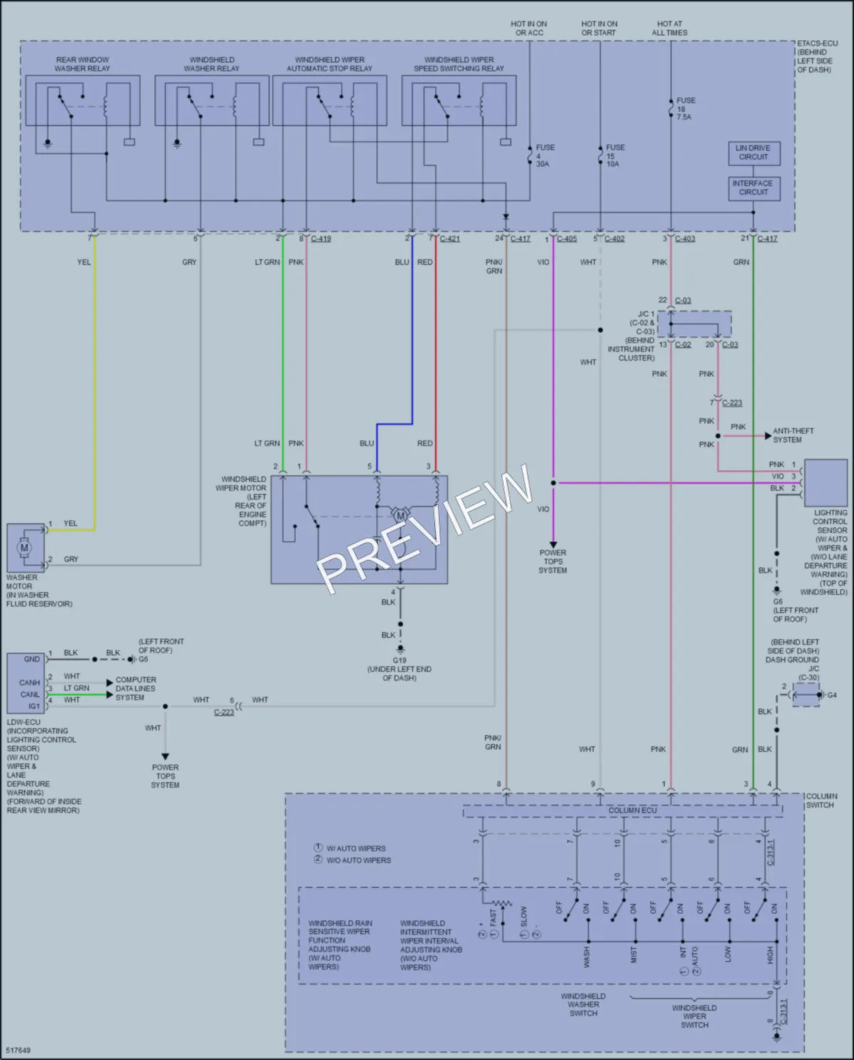 2016 Mitsubishi Outlander Wiper Washer wiring diagram preview