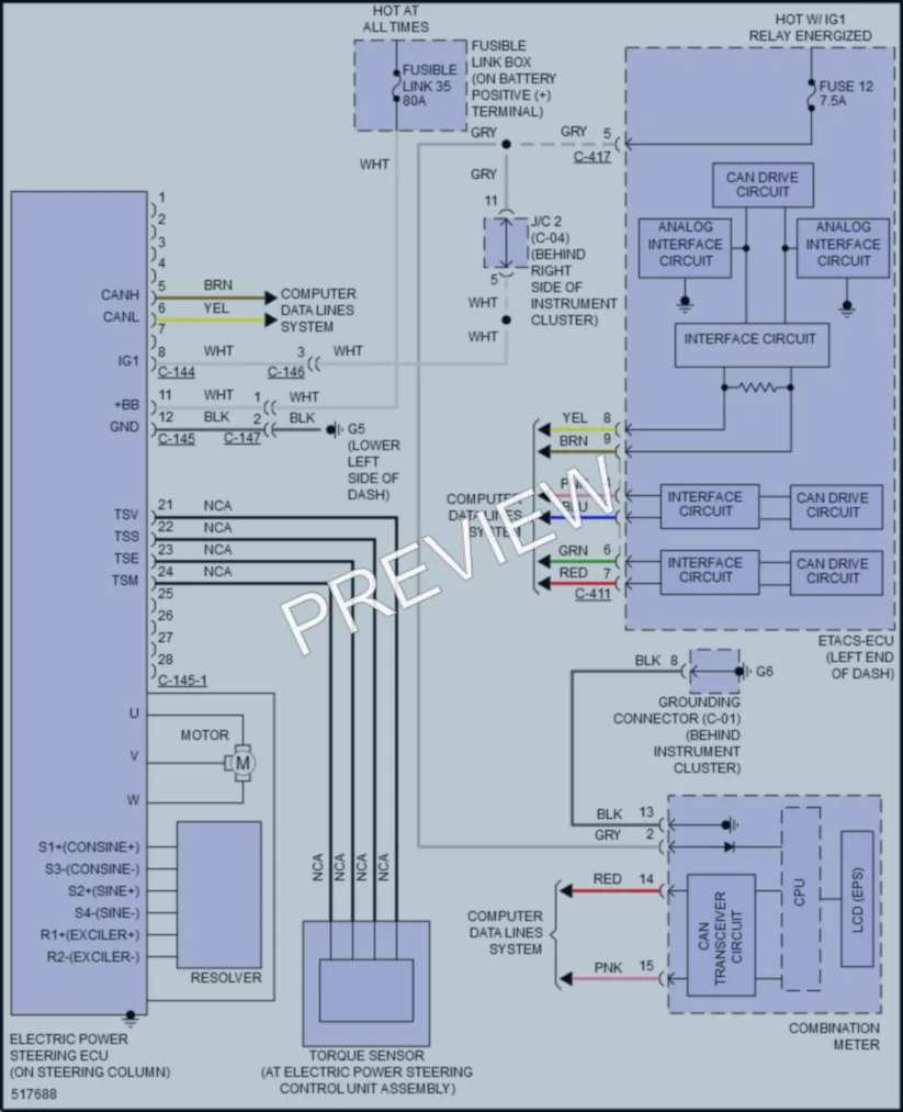 2016 Mitsubishi OutlanderSport Electronic Power Steering wiring diagram preview