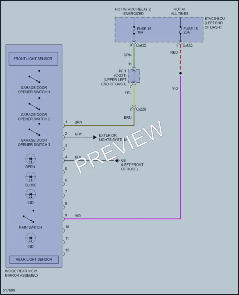 2016 Mitsubishi OutlanderSport Power Mirrors wiring diagram preview