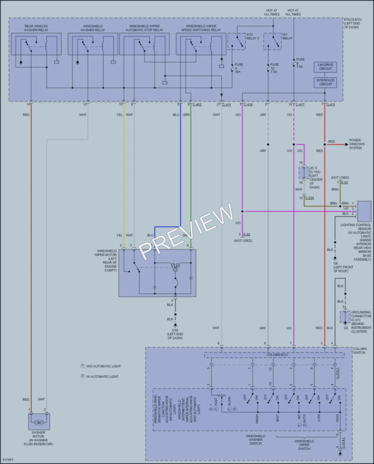 2016 Mitsubishi OutlanderSport Wiper Washer wiring diagram preview