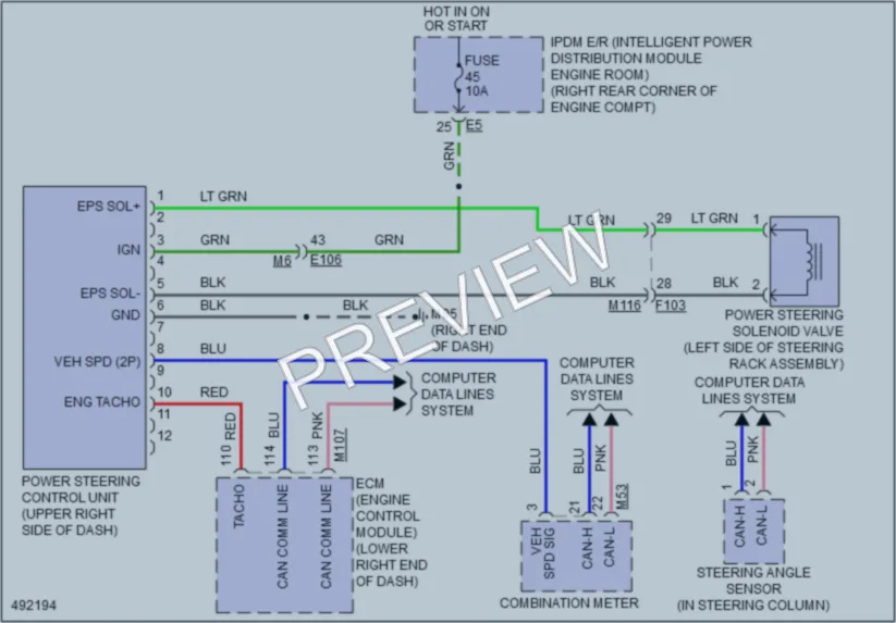 2016 Nissan 370Z Electronic Power Steering wiring diagram preview