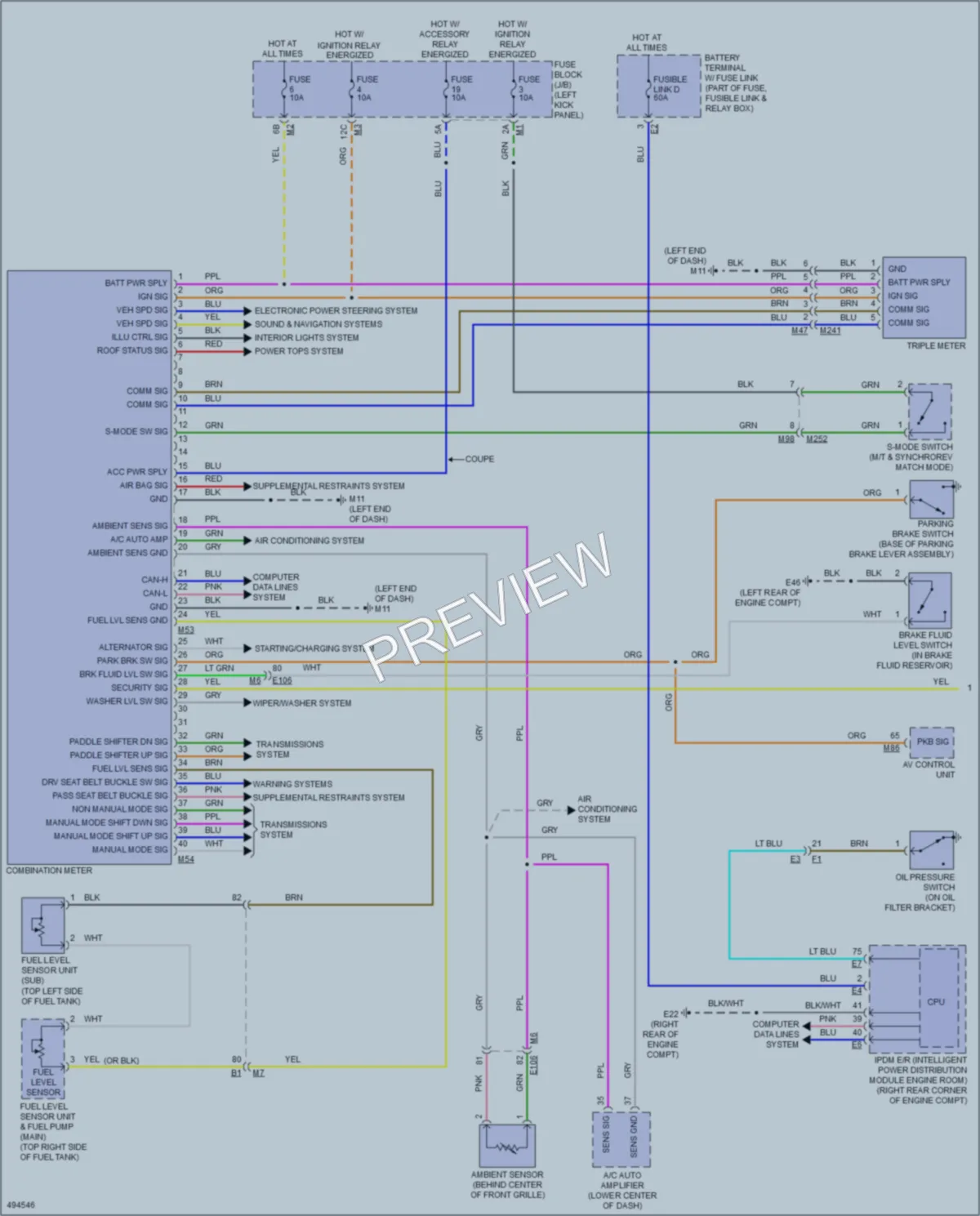 2016 Nissan 370Z Instrument Cluster wiring diagram preview