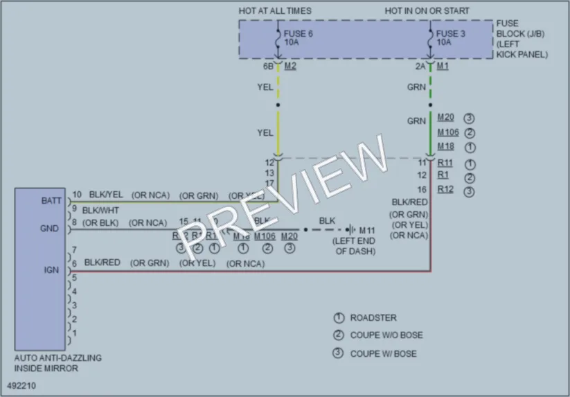 2016 Nissan 370Z Power Mirrors wiring diagram preview