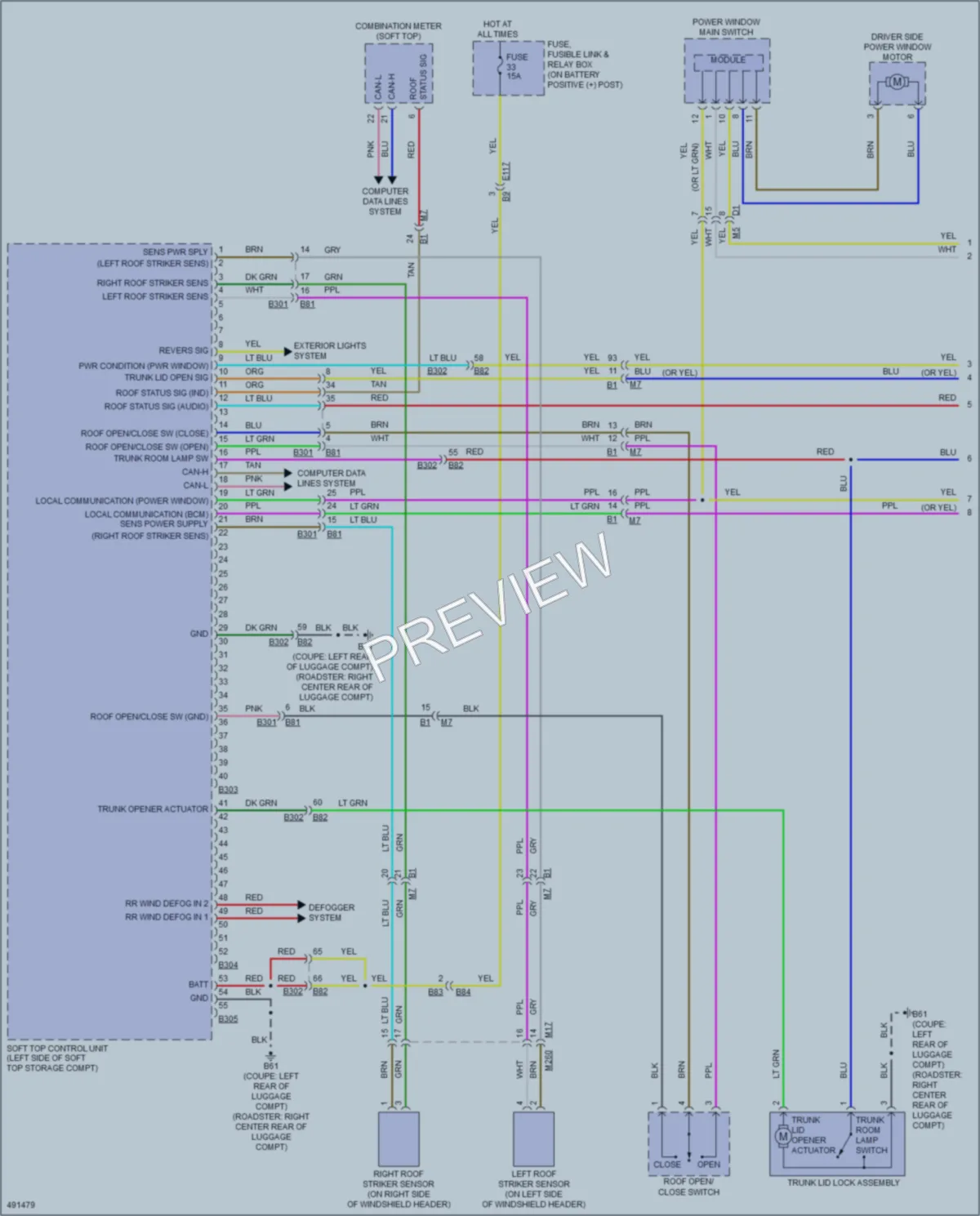 2016 Nissan 370Z Power Top Sunroof wiring diagram preview