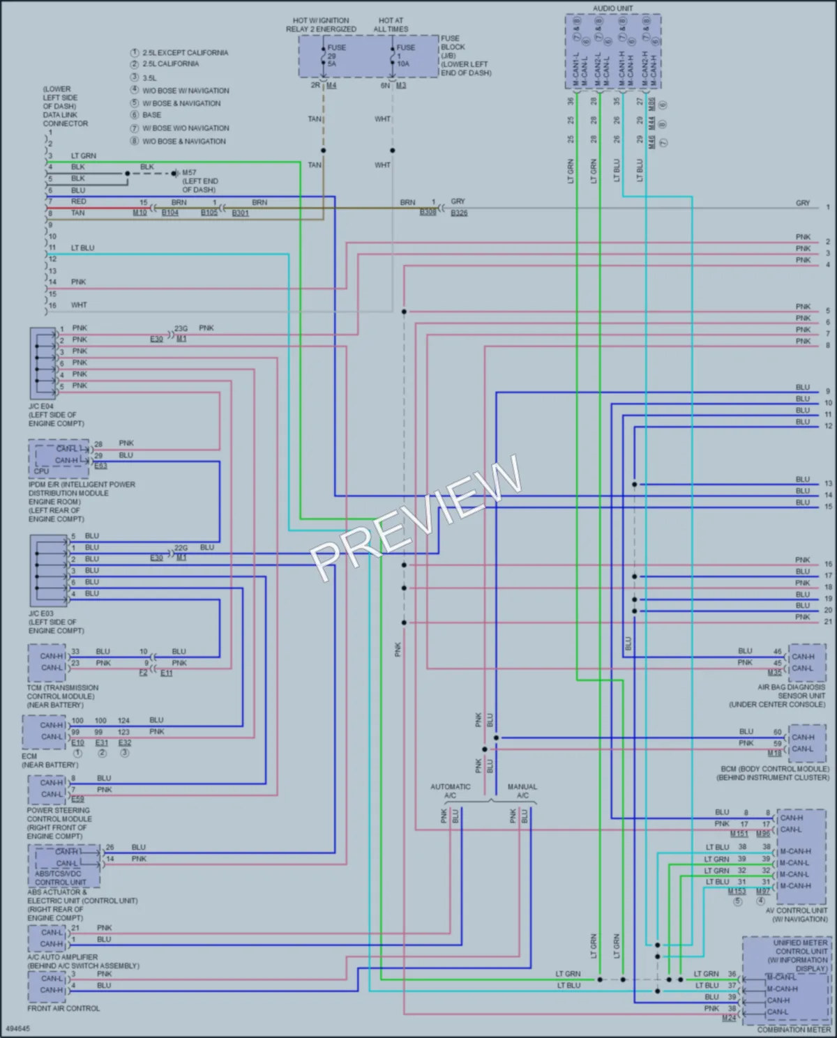 2016 Nissan Altima Computer Data Lines wiring diagram preview