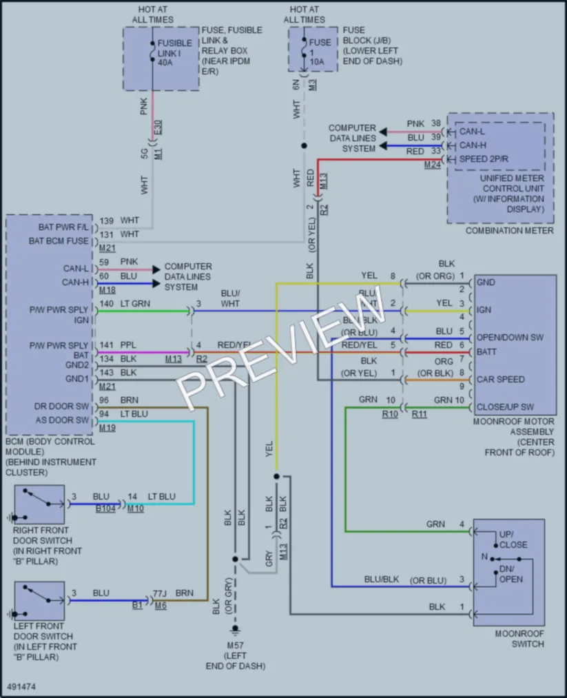 2016 Nissan Altima Power Top Sunroof wiring diagram preview