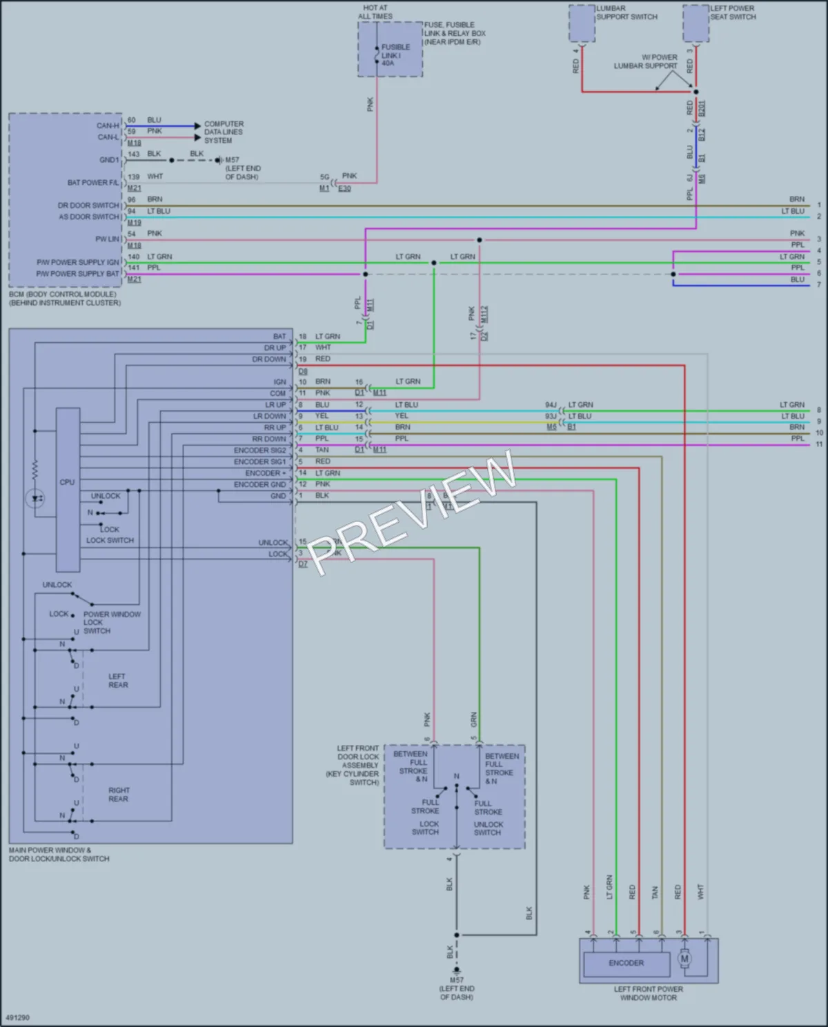 2016 Nissan Altima Power Windows wiring diagram preview