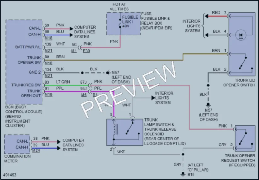 2016 Nissan Altima Trunk Tailgate Fuel Door wiring diagram preview