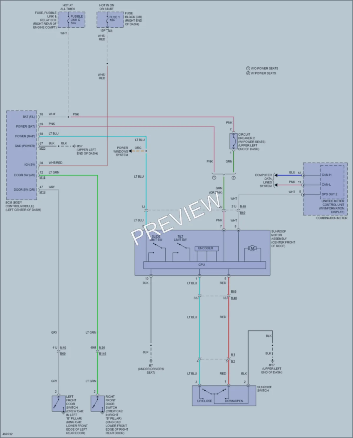 2016 Nissan Frontier Power Top Sunroof wiring diagram preview