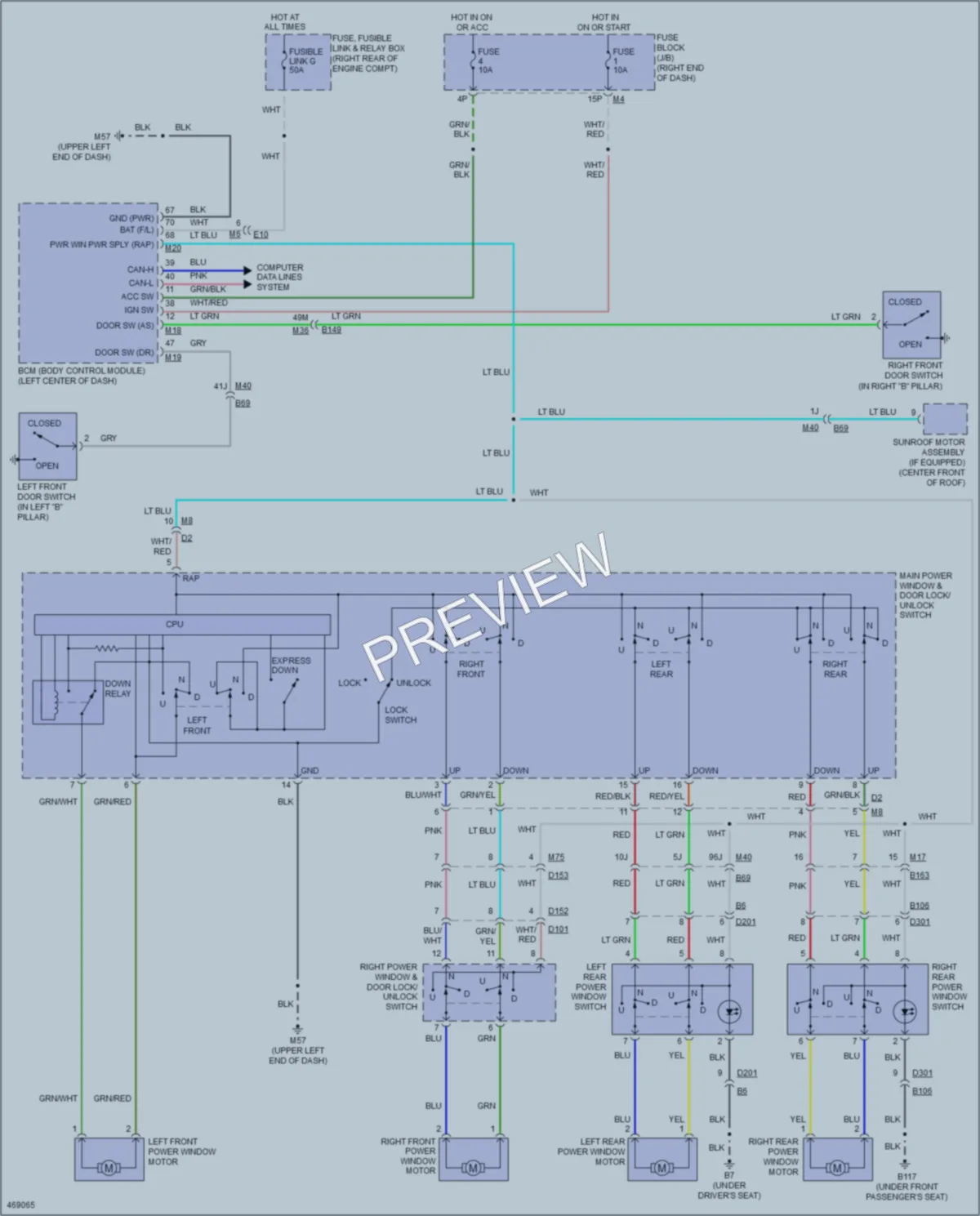 2016 Nissan Frontier Power Windows wiring diagram preview