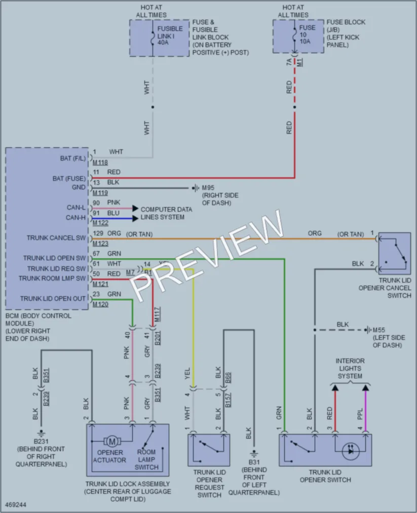 2016 Nissan GTR Trunk Tailgate Fuel Door wiring diagram preview