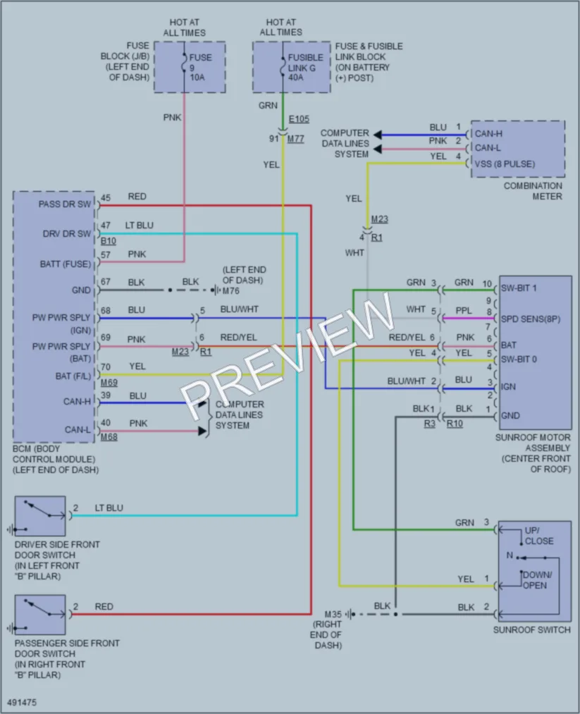 2016 Nissan JUKE Power Top Sunroof wiring diagram preview